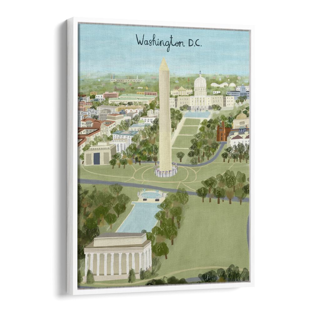 Aerial View of the Mall by Carla Daly Travel Posters in White Floater Frame