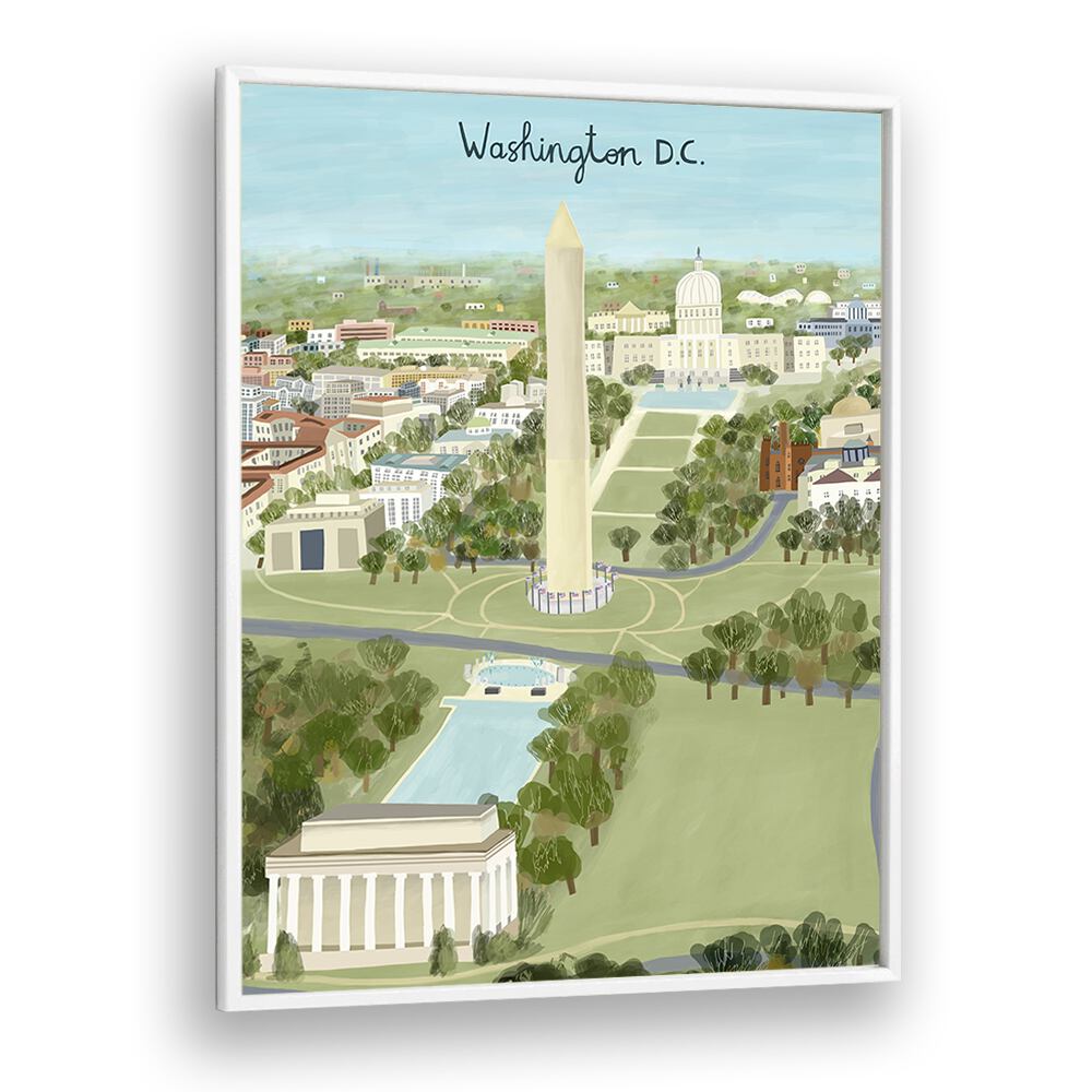 Aerial View of the Mall by Carla Daly Travel Posters in White Plain Frame