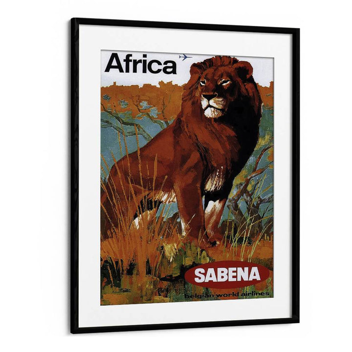 Africa-sabena Retro Vintage Travel Travel Posters in Black Frame With Mount