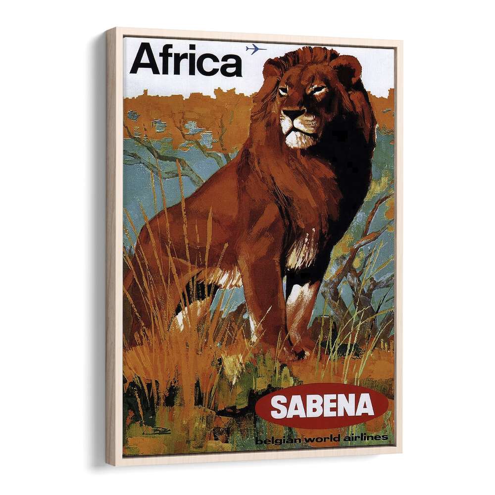 Africa-sabena Retro Vintage Travel Travel Posters in Oak Wood Floater Frame