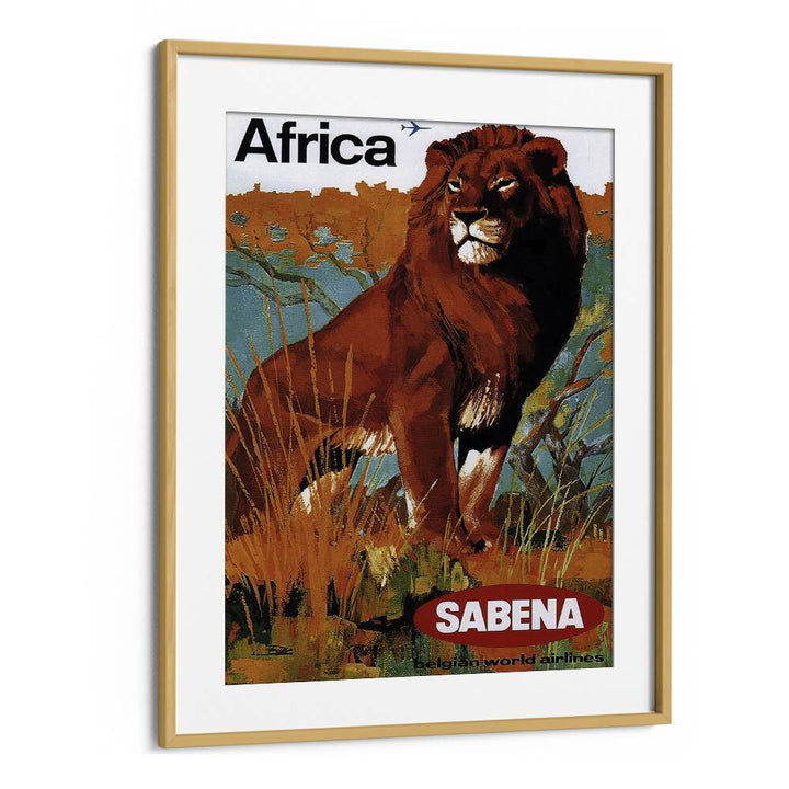 Africa-sabena Retro Vintage Travel Travel Posters in Oak Wood Frame With Mount