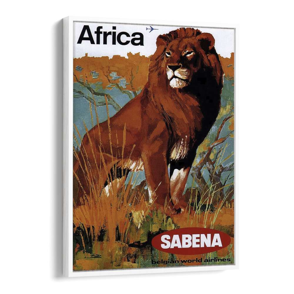 Africa-sabena Retro Vintage Travel Travel Posters in White Floater Frame