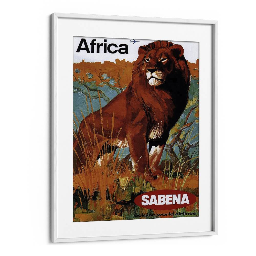 Africa-sabena Retro Vintage Travel Travel Posters in White Frame With Mount