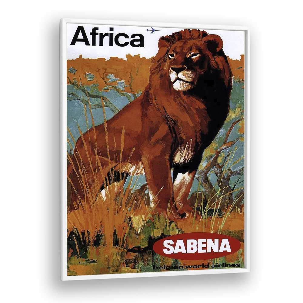 Africa-sabena Retro Vintage Travel Travel Posters in White Plain Frame