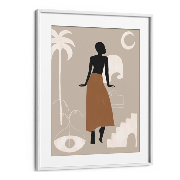 African Women By Ivy Green Women Illustration Paintings in White Frame With Mount