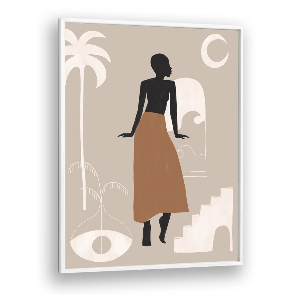 African Women By Ivy Green Women Illustration Paintings in White Plain Frame