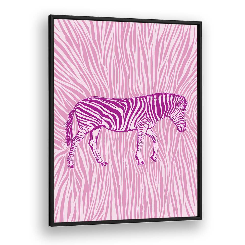 African Zebra  Kids Paintings in Black Plain Frame