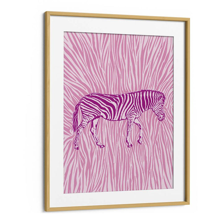 African Zebra Kids Paintings in Oak Wood Frame With Mount