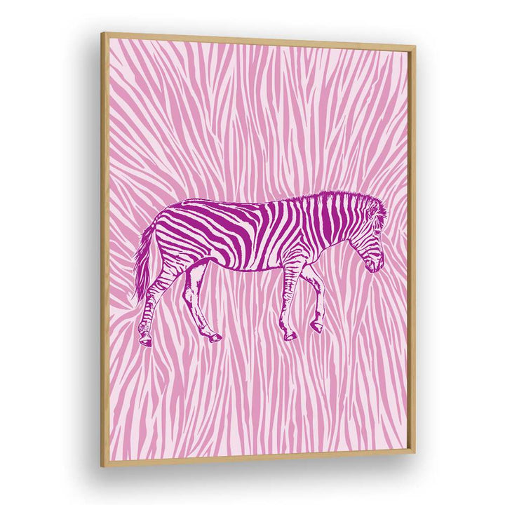 African Zebra  Kids Paintings in Oak Wood Plain Frame