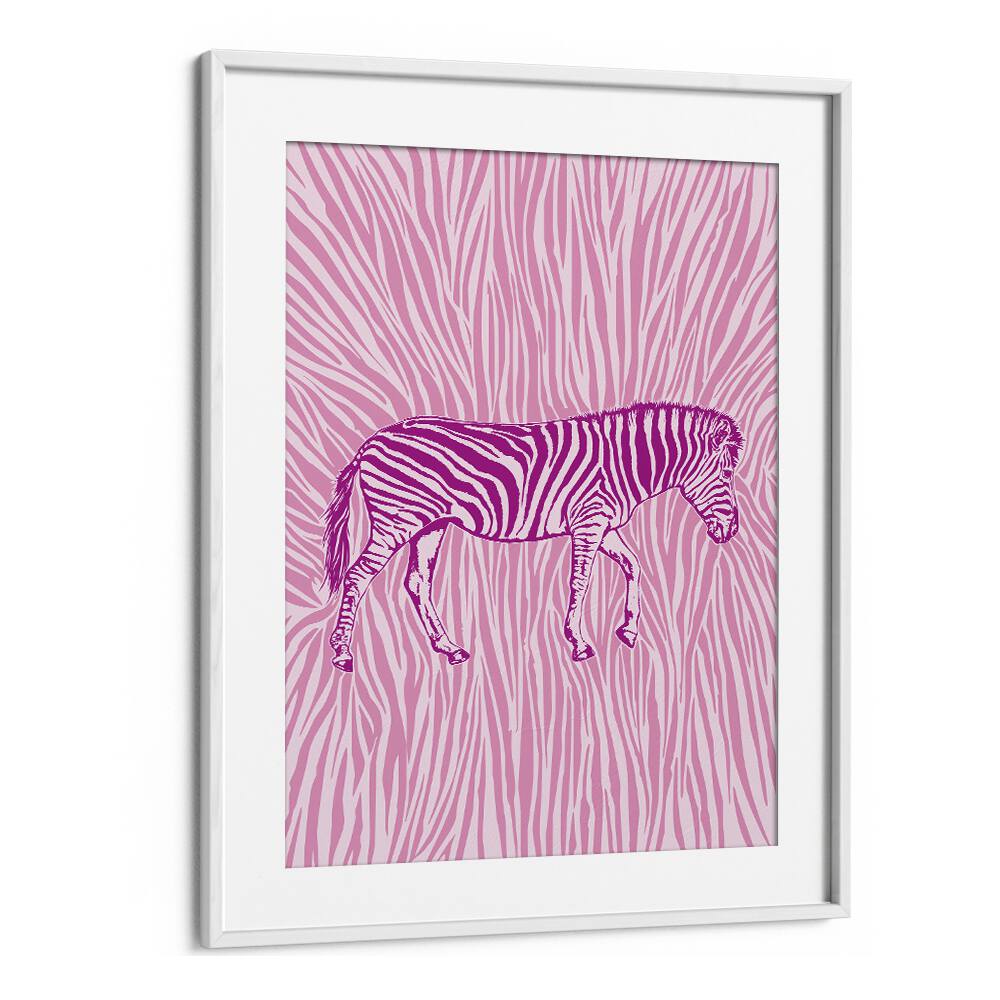 African Zebra Kids Paintings in White Frame With Mount