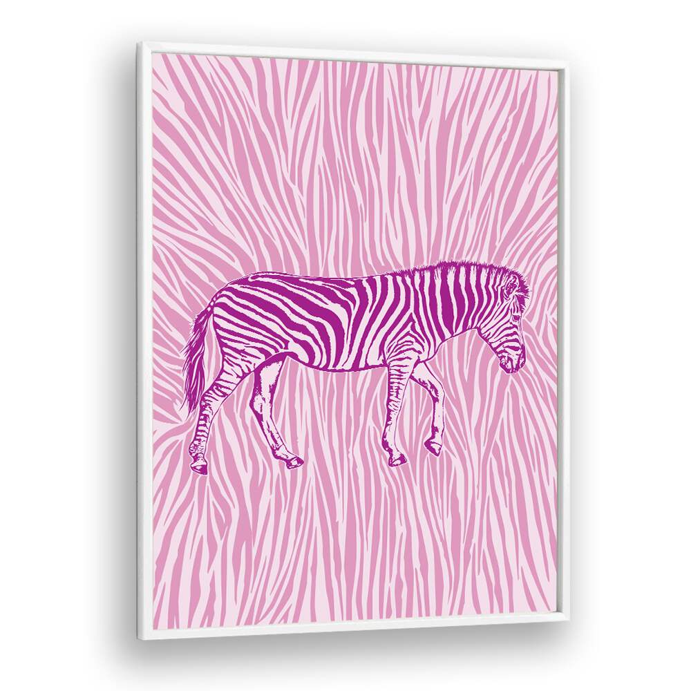 African Zebra Kids Paintings in White Plain Frame