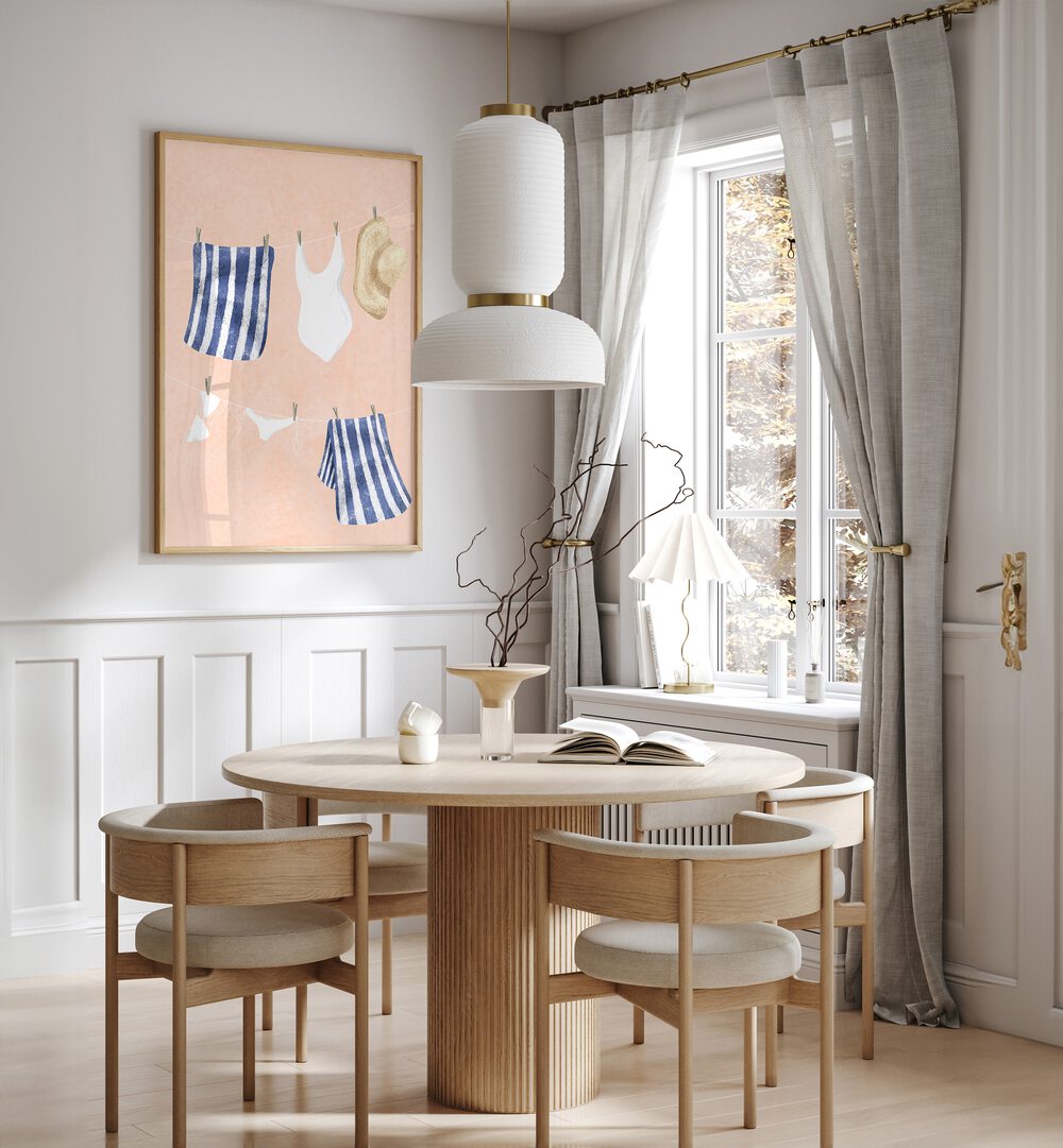 Stylish kids room featuring AFTER THE SWIM, KIDS ROOM PAINTINGS with swimwear art for a cheerful decor.
