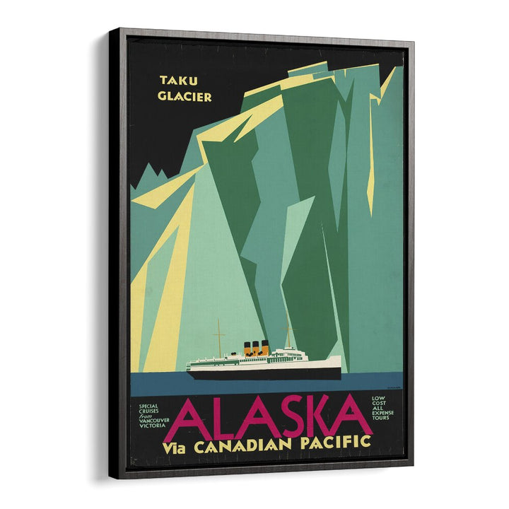 Alaska Retro Vintage Travel Vintage Travel Posters in Black Floater Frame