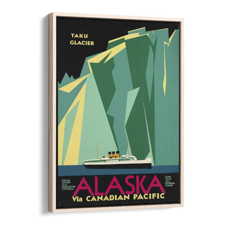 Alaska Retro Vintage Travel Vintage Travel Posters in Oak Wood Floater Frame