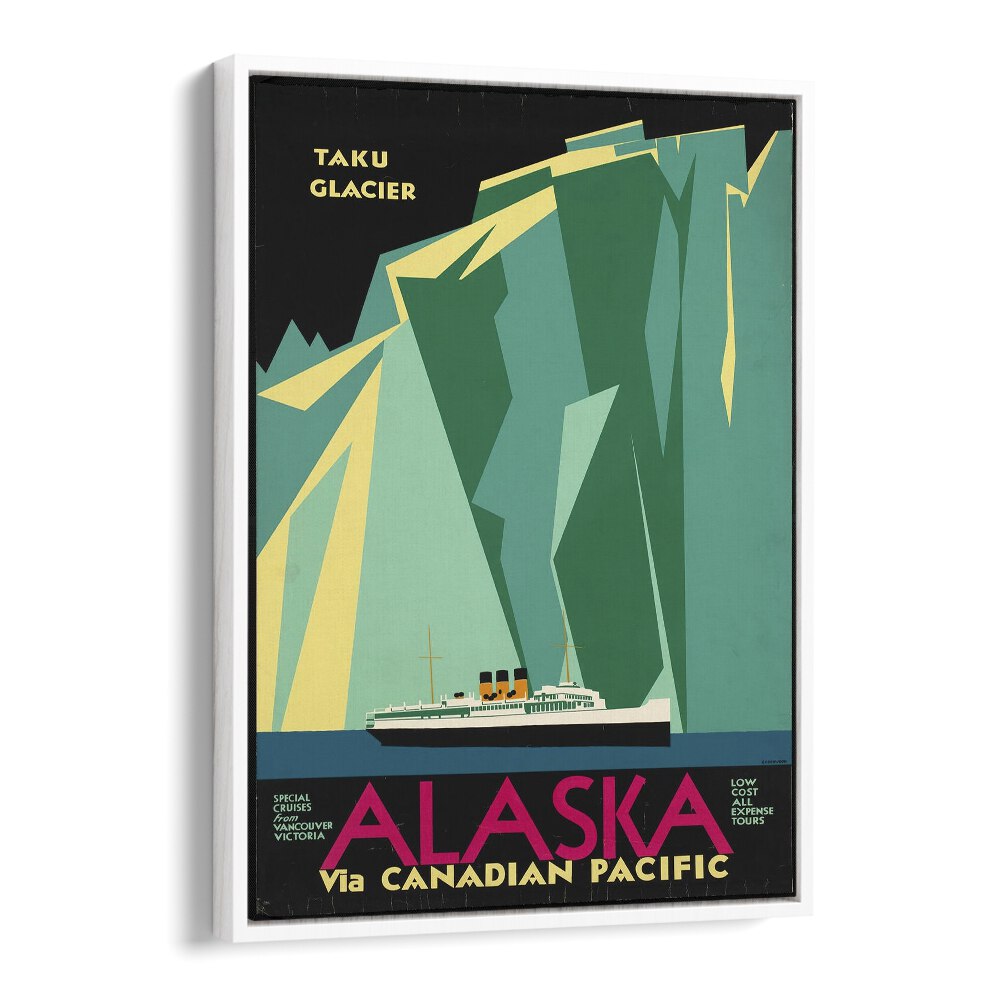 Alaska Retro Vintage Travel Vintage Travel Posters in White Floater Frame