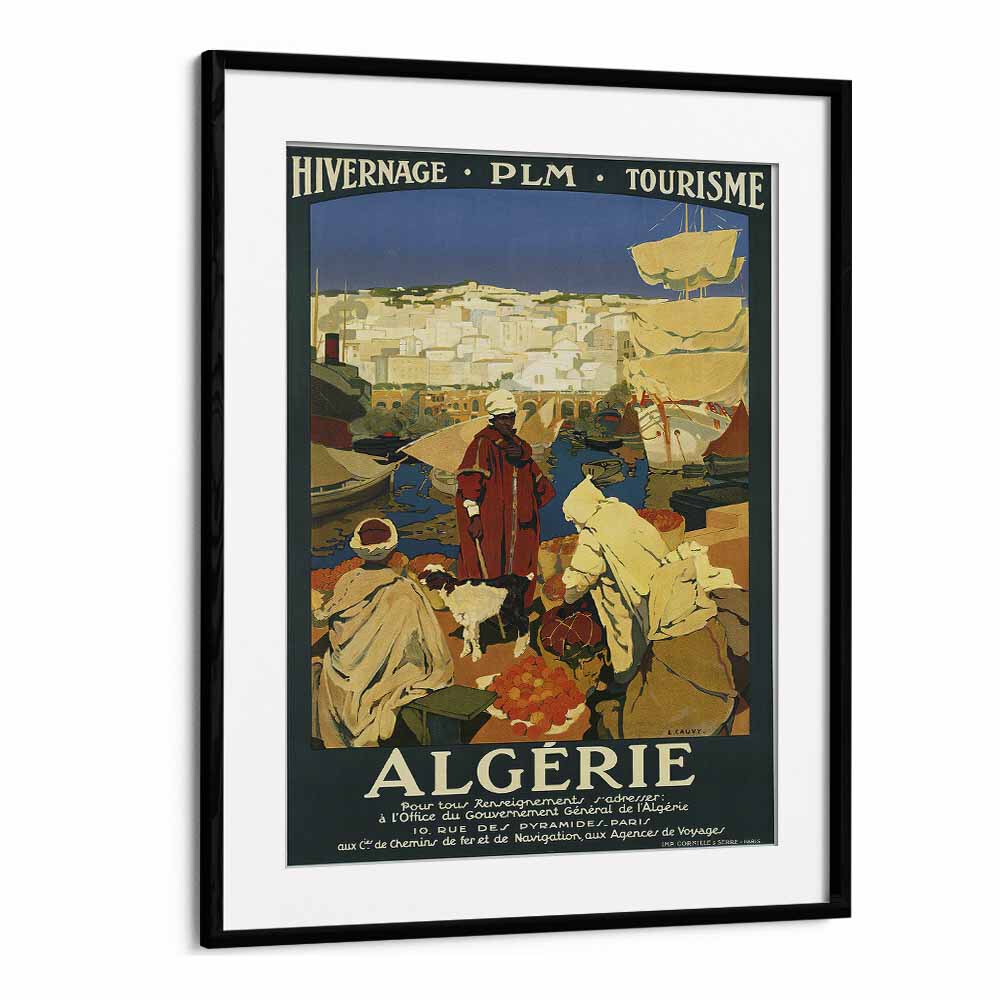 Algerie  Vintage Travel Posters in Black Frame With Mount