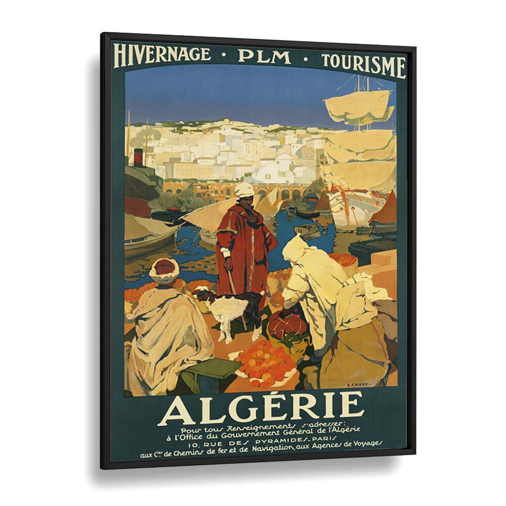 Algerie  Vintage Travel Posters in Black Plain Frame