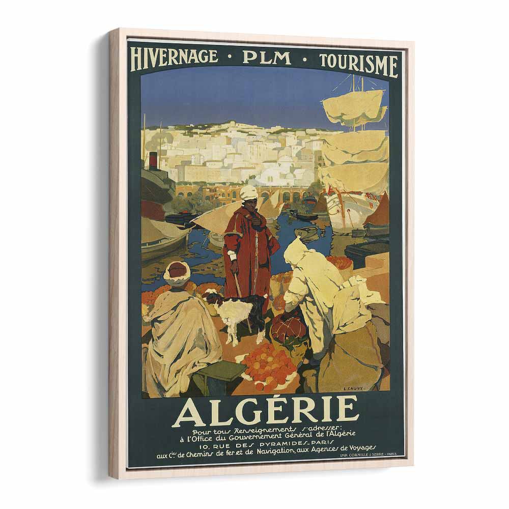 Algerie  Vintage Travel Posters in Oak Wood Floater Frame