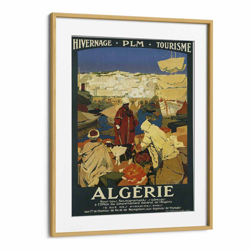 Algerie  Vintage Travel Posters in Oak Wood Frame With Mount