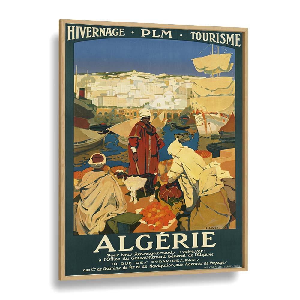 Algerie  Vintage Travel Posters in Oak Wood Plain Frame