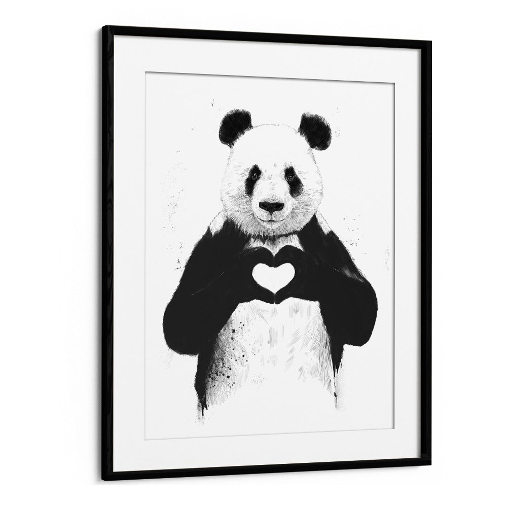 All You Need Is Love By Balazs Solti Wildlife Art Prints in Black Frame With Mount