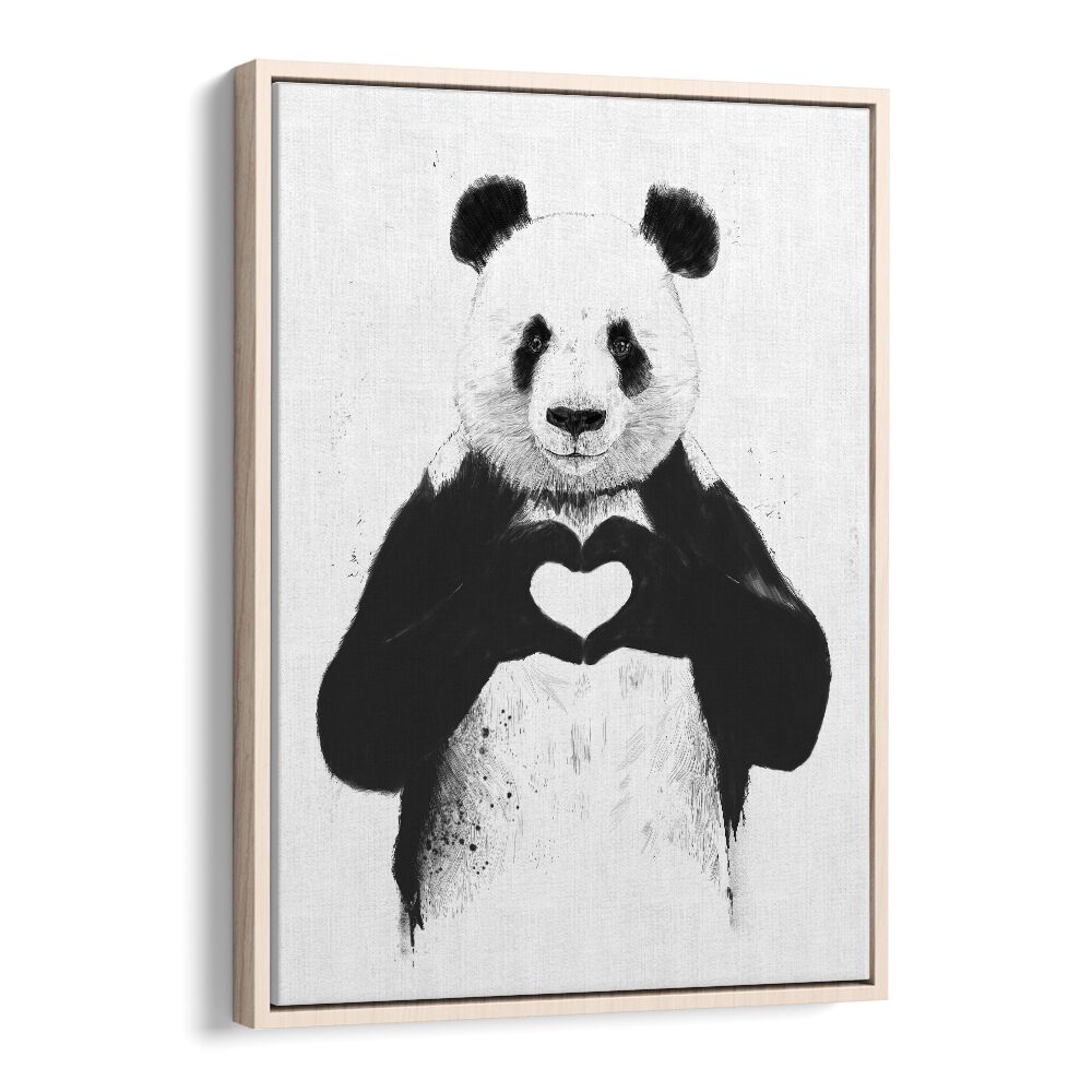 All You Need Is Love By Balazs Solti Wildlife Art Prints in Oak Wood Floater Frame