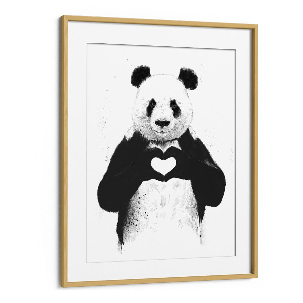 All You Need Is Love By Balazs Solti Wildlife Art Prints in Oak Wood Frame With Mount