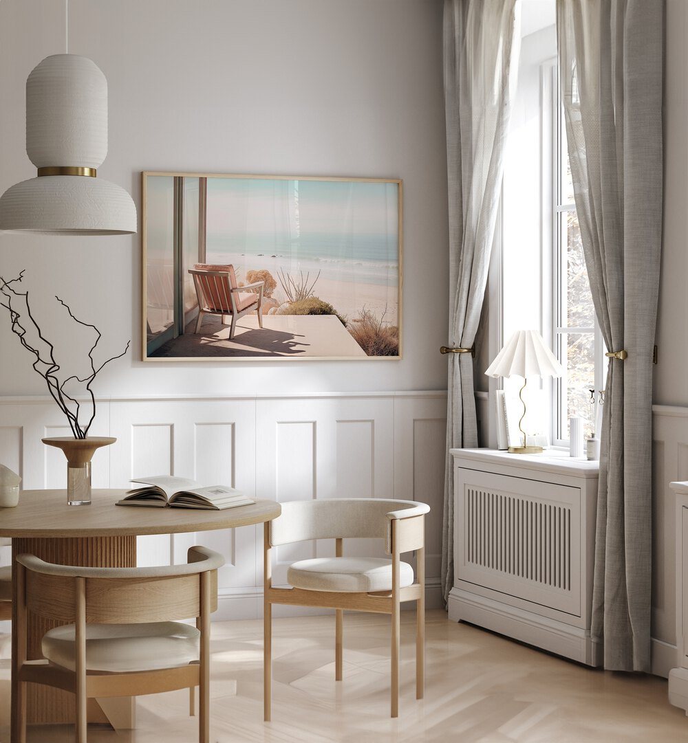 Tranquil setting featuring ALONE IN THE OCEAN, BEACH PAINTINGS, evoking peace and solitude by Philippe Hugonnard.