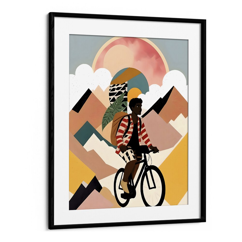 Always A Traveler By Uma Gokhale Art Prints in Black Frame With Mount