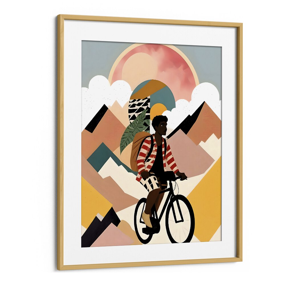 Always A Traveler By Uma Gokhale Art Prints in Oak Wood Frame With Mount