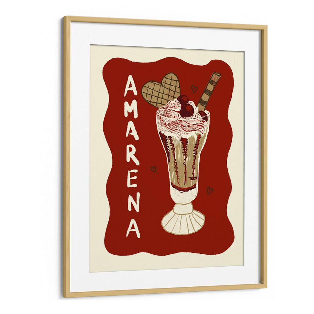 Amarena by Studio Dolci Cafe Posters in Oak Wood Frame With Mount