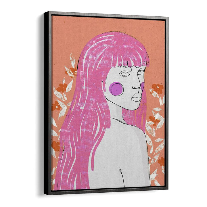 Amazone Peach by Treechild Art Prints in Black Floater Frame