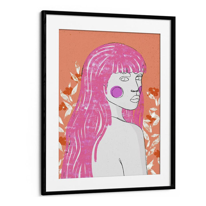 Amazone Peach by Treechild Art Prints in Black Frame With Mount