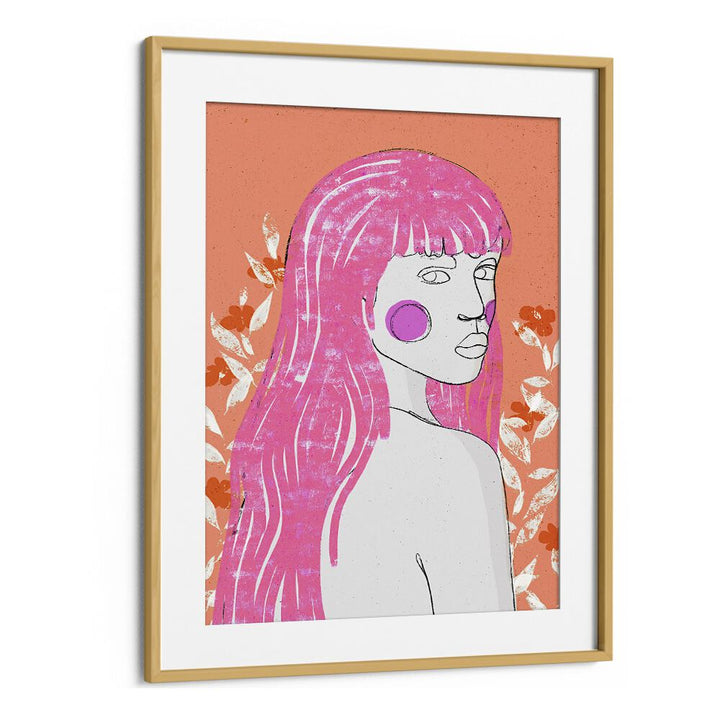 Amazone Peach by Treechild Art Prints in Oak Wood Frame With Mount