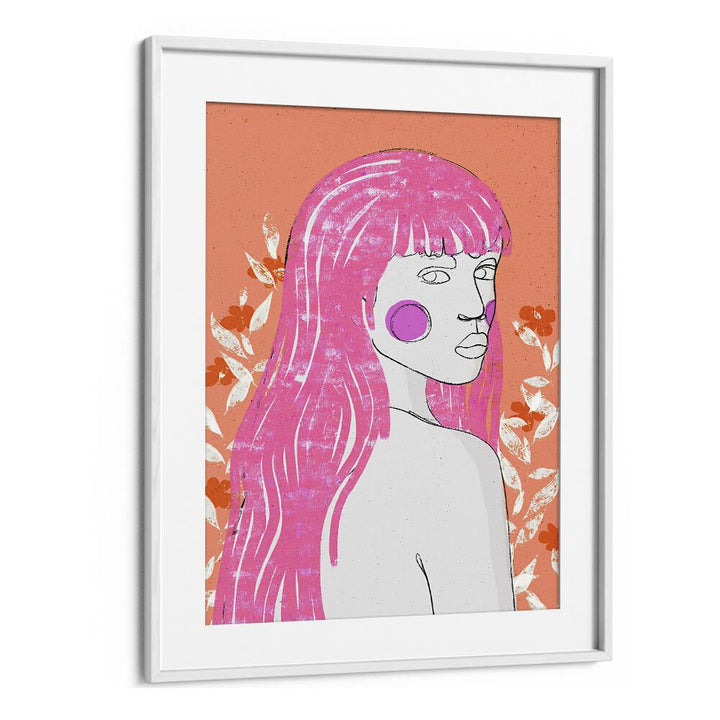 Amazone Peach by Treechild Art Prints in White Frame With Mount