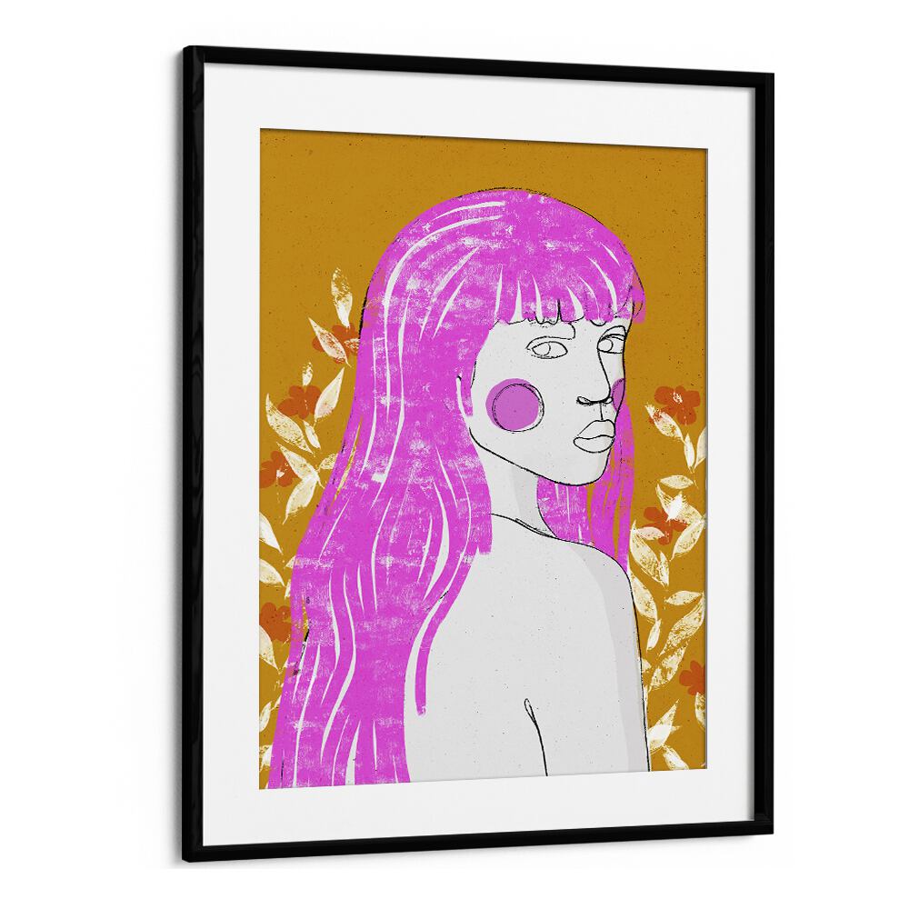 Amazone by Treechild Women Illustration Paintings in Black Frame With Mount