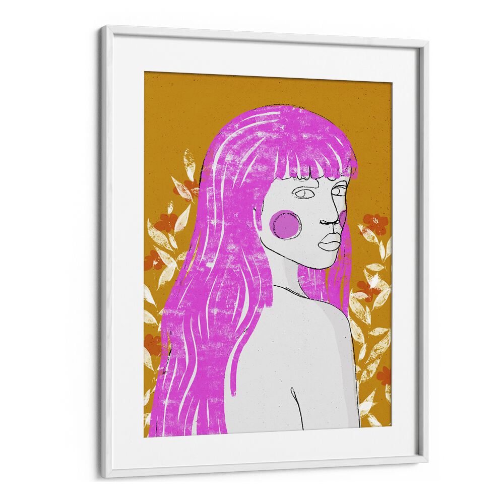 Amazone by Treechild Women Illustration Paintings in White Frame With Mount