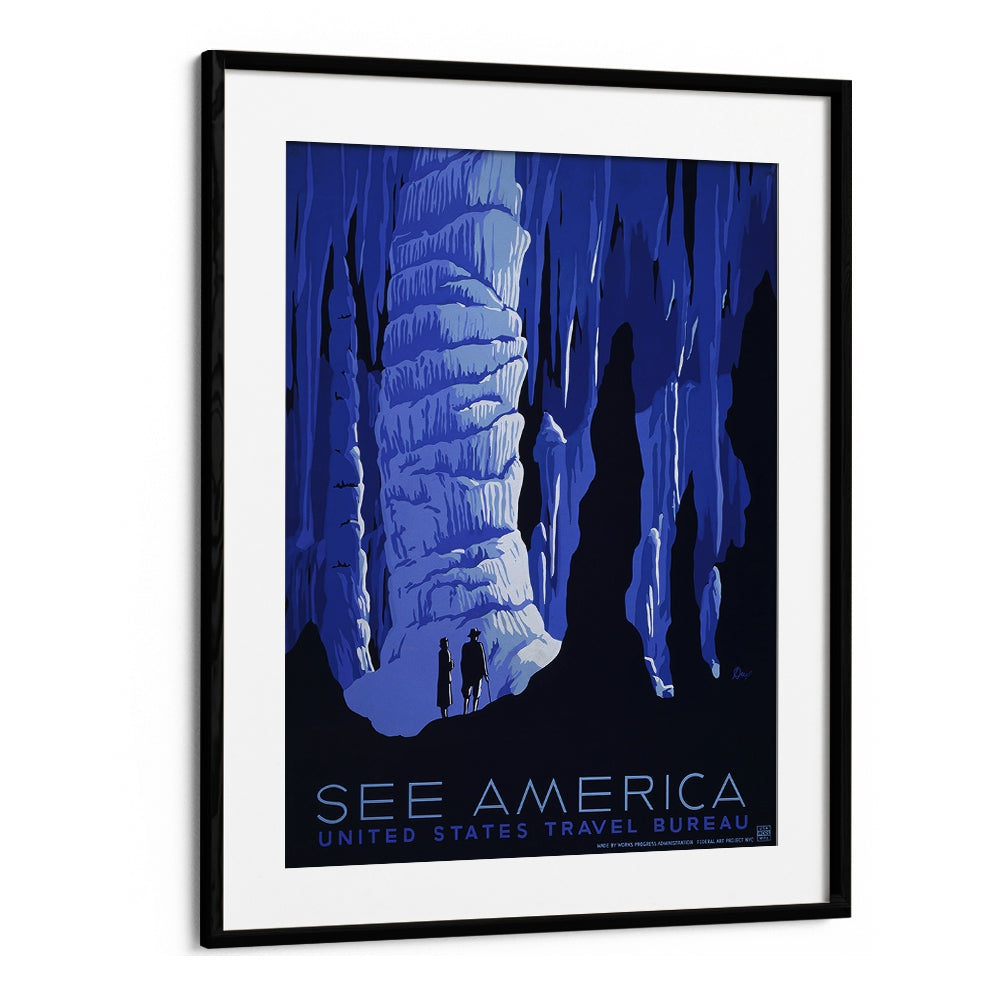 America Retro Vintage Travel Vintage Travel Posters in Black Frame With Mount