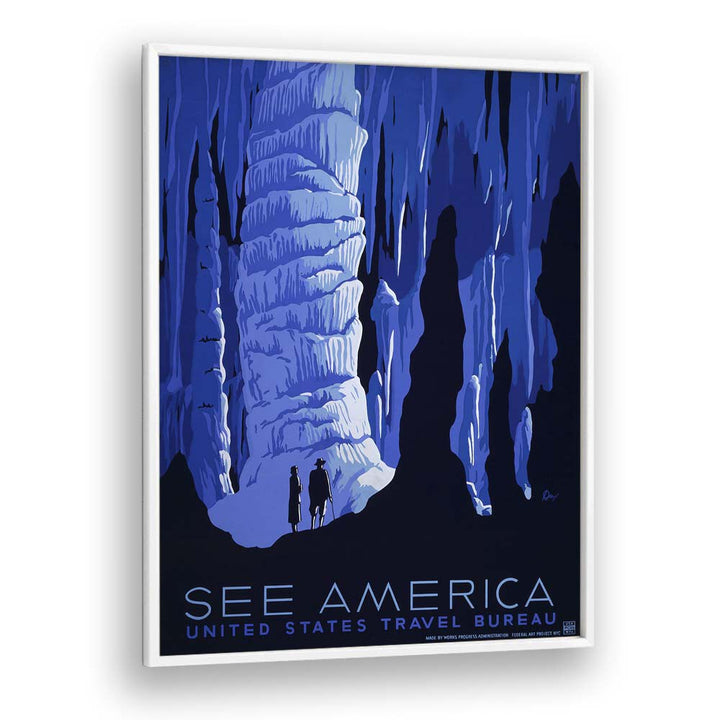 America Retro Vintage Travel Vintage Travel Posters in White Plain Frame