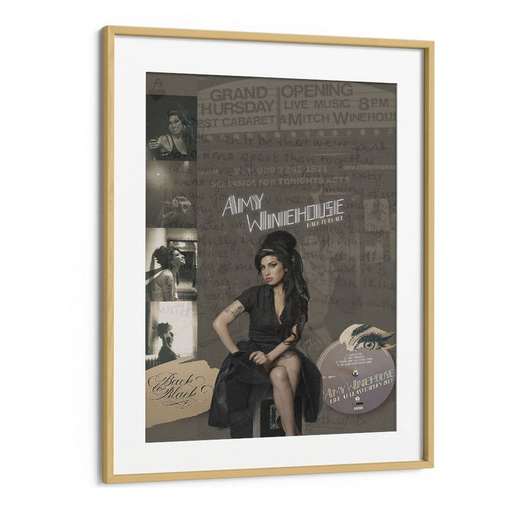 Amy Winehouse By Grishma Korjani Movie and Music Posters in Oak Wood Frame With Mount