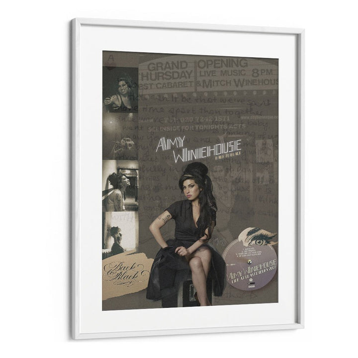 Amy Winehouse By Grishma Korjani Movie and Music Posters in White Frame With Mount