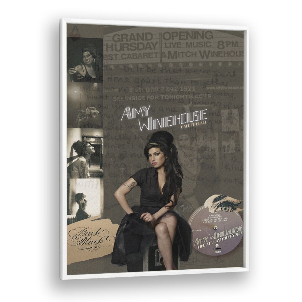 Amy Winehouse By Grishma Korjani Movie and Music Posters in White Plain Frame