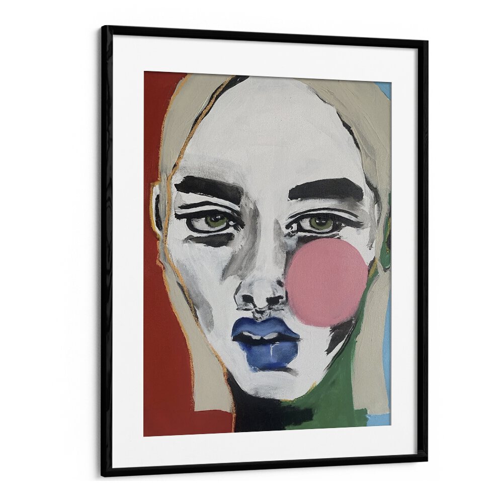 Ana Sneeringer Mayra Seems By Ana Sneeringer Women Illustration Paintings in Black Frame With Mount