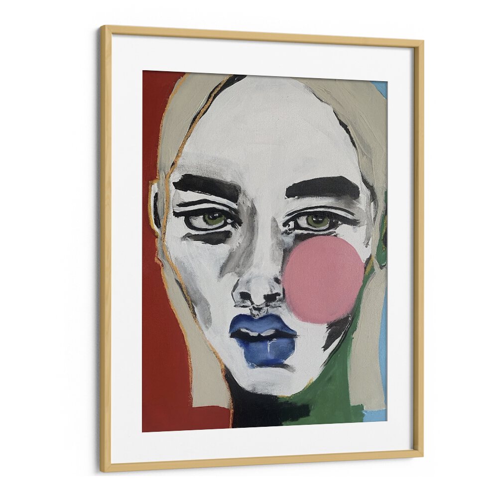 Ana Sneeringer Mayra Seems By Ana Sneeringer Women Illustration Paintings in Oak Wood Frame With Mount