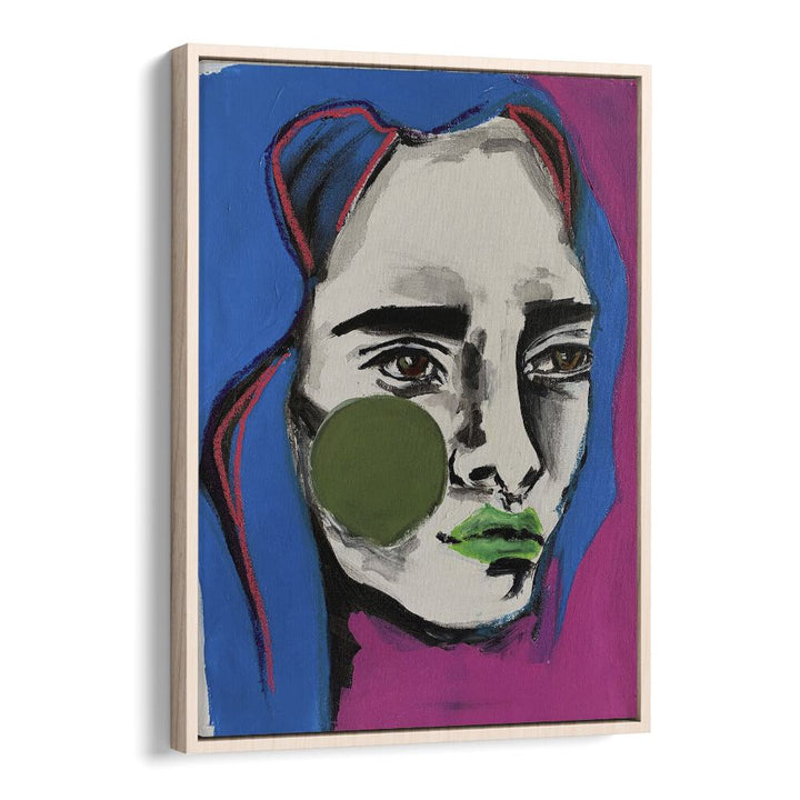 Ana Sneeringer Nives Loom By Ana Sneeringer Women Illustration Paintings in Oak Wood Floater Frame