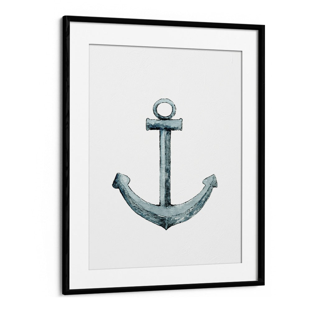 Anchor-Nautical  Kids Paintings in Black Frame With Mount