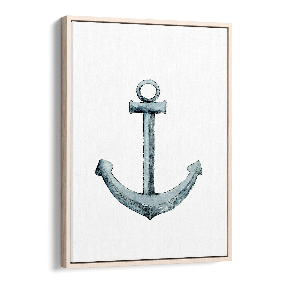 Anchor-Nautical  Kids Paintings in Oak Wood Floater Frame