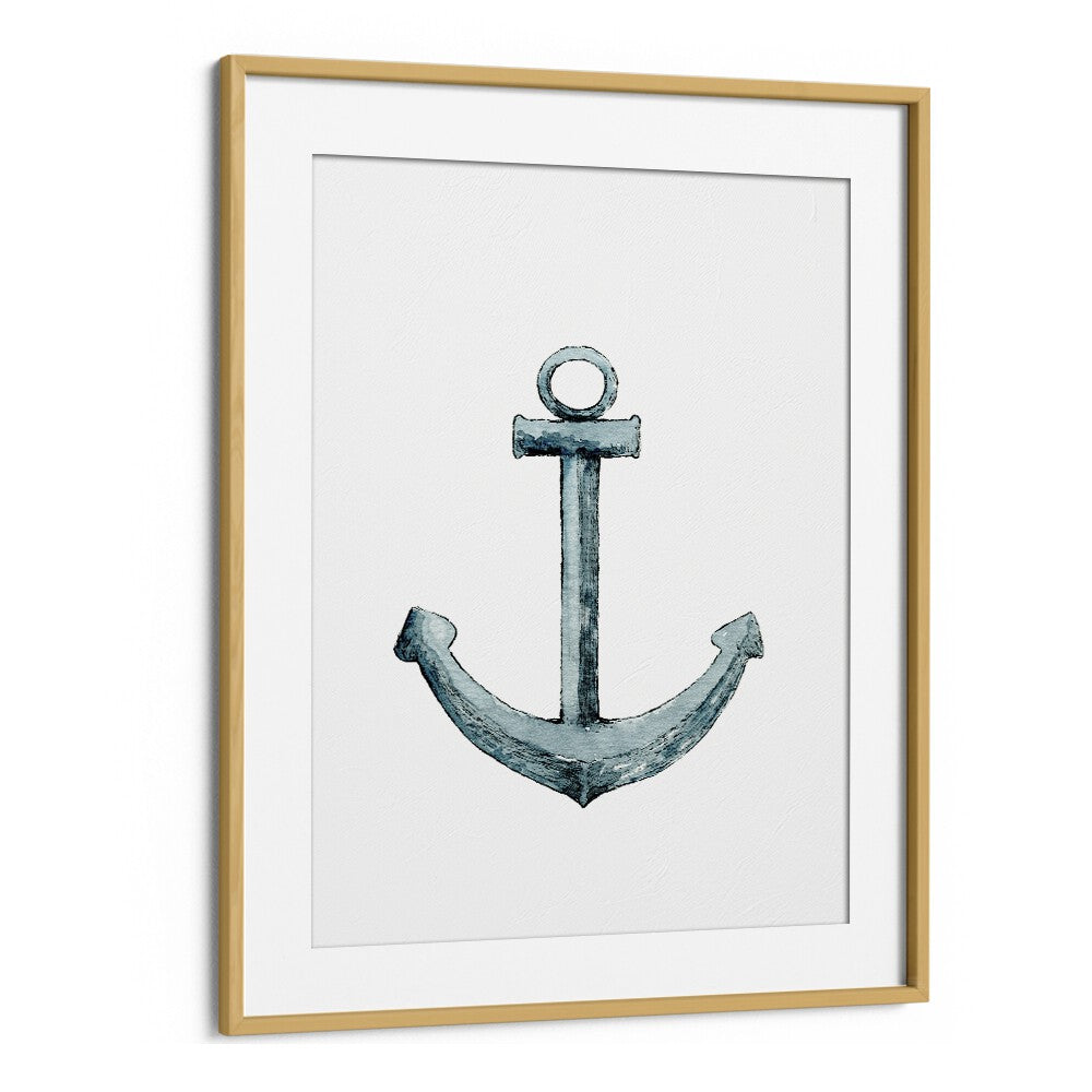 Anchor-Nautical  Kids Paintings in Oak Wood Frame With Mount