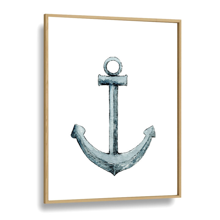 Anchor-Nautical  Kids Paintings in Oak Wood Plain Frame