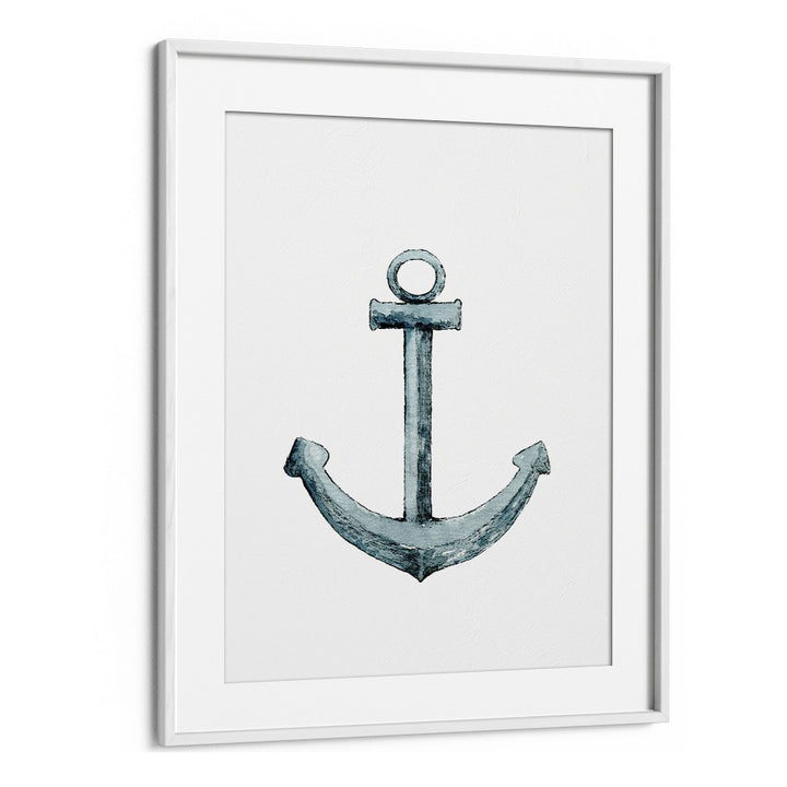 Anchor-Nautical  Kids Paintings in White Frame With Mount